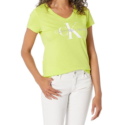 טי שירט  Calvin Klein לנשים דגם Foil Monogram Logo צווארו...