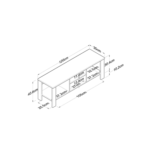מזנון מעוצב לסלון בגוון אפור ברוחב 120 ס"מ