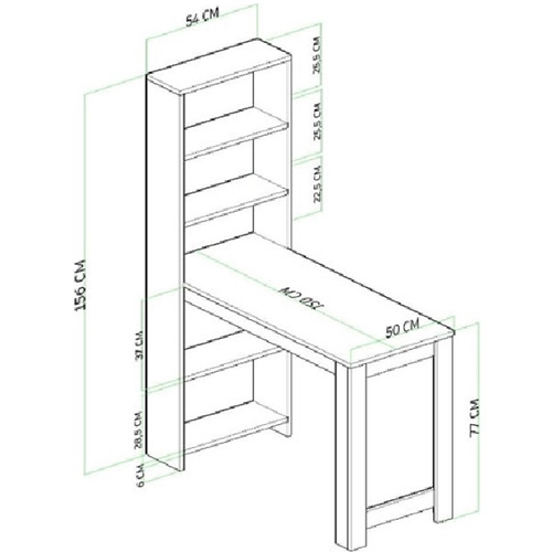 שולחן עבודה כולל מדפים דגם אביגיל