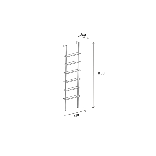סולם מדפים תלוי 6 מדפים 180/60 דגם יובל Tudo Desig