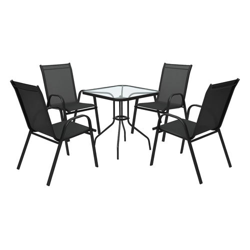 פינת אוכל שולחן זכוכית שקופה + 4 כיסאות סול PLAYA