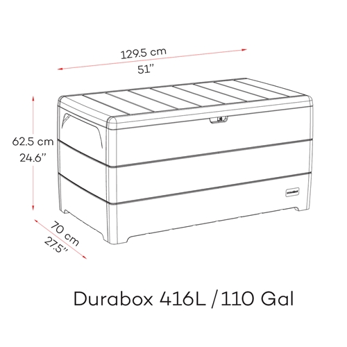 ארגז אחסון בנפח 416 ליטר גוון אפור Garden Top