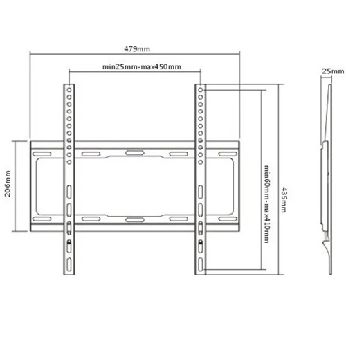 מתקן תלייה צמוד קיר לטלוויזיה עד "65 EAZO PRO400F