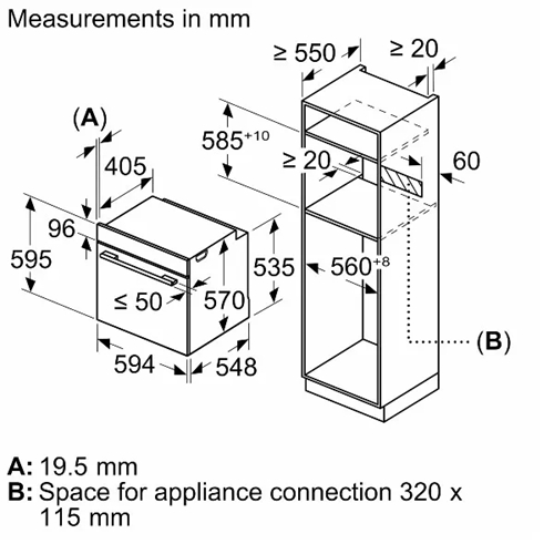 תנור בנוי פירוליטי 71 ליטר SIEMENS HB279GEB7 שחור