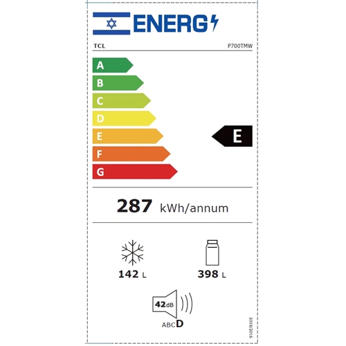 מקרר מקפיא עליון 540 ליטר דגם TCL P700TMW לבן