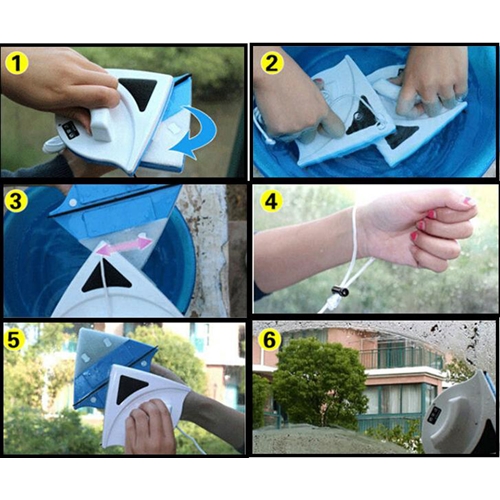 מגב מגנטי לניקוי יסודי משני צידי החלון ללא מאמץ