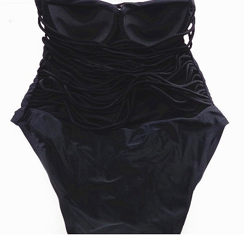 בגד ים סקסי שחור עם חוטים בגב