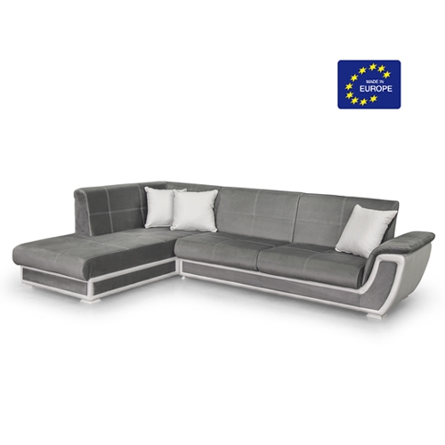 מערכת ישיבה פינתית נפתחת למיטה זוגית וארגז מצעים