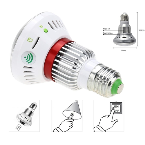 מצלמת IP אלחוטית נסתרת במנורת לד עם מיקרופון