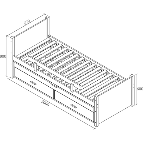 מיטת ילדים מעץ מלא עם מיטת חבר נשלפת דגם ליאור