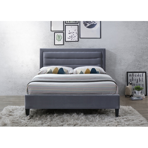 מיטה רחבה לנוער מרופדת בד קטיפתי HOME DECOR