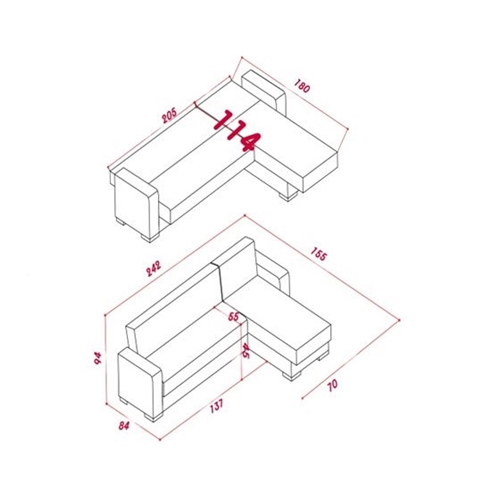 סלון פינתי שזלונג בד נפתח למיטה LEONARDO