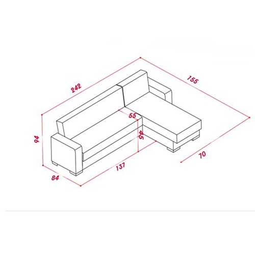 סלון פינתי שזלונג בד נפתח למיטה מבית LEONARDO
