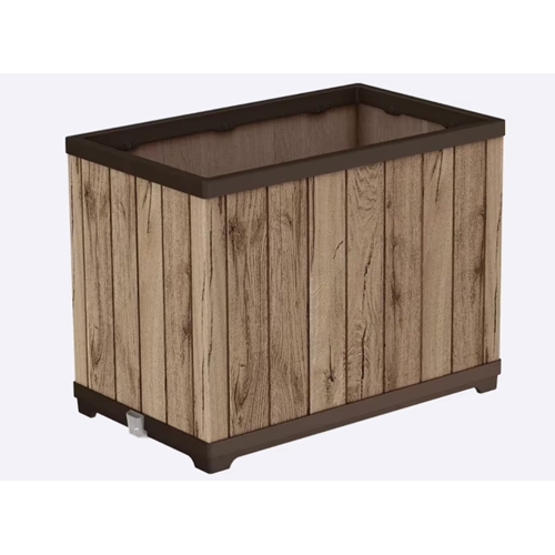 עציץ דקו מלבני גבוה דמוי עץ בגווני חום מבית KETER