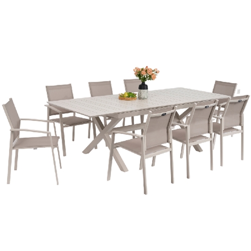 שולחן מאלומיניום אמסטרדם מוקה מתארך ל 2.43 מטר