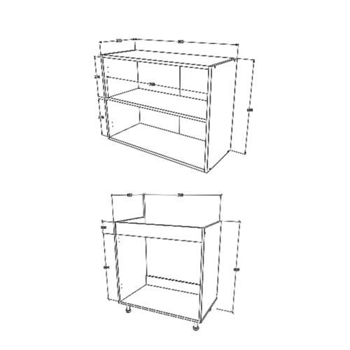 ארונות מטבח ברוחב 80 ס"מ עליון ותחתון מליבו אלון