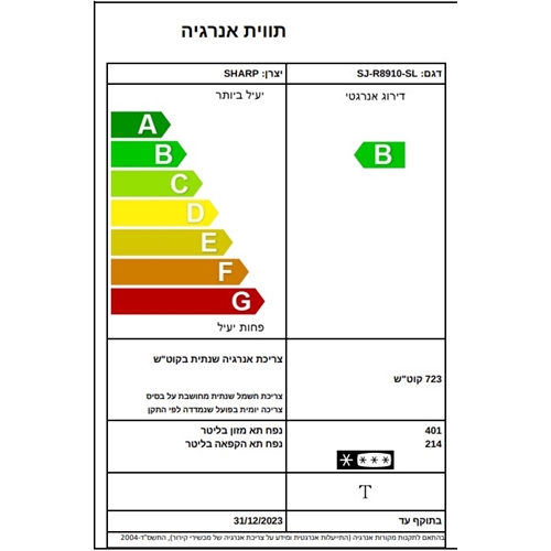 מקרר 4 דלתות Sharp שארפ זכוכית כסופה דגם SJ-R8910