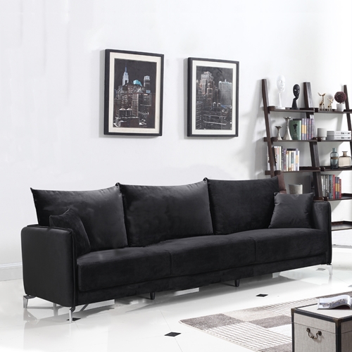 ספה רחבה 2.4 מ בעיצוב מודרני מרופדת בד קטיפתי