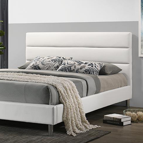 מיטת נוער רחבה ומעוצבת 120x190 בריפוד דמוי עור לבן