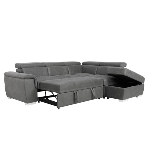 מערכת ישיבה פינתית נפתחת למיטה עם ראשים מתכווננים