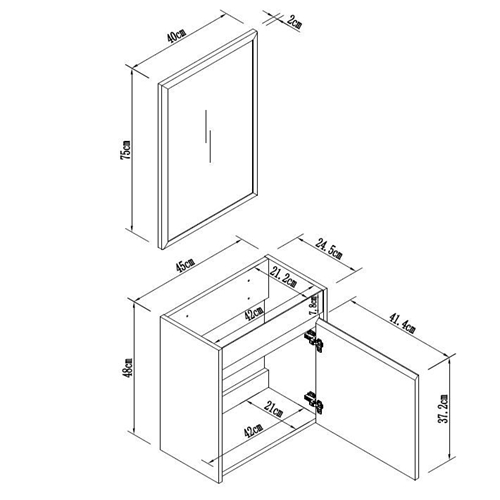 ארונית צפה + מראה וכיור לבן דגם סחלב טודו דיזיין