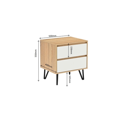 שידת לילה מעוצבת 2 מגירות דגם מישל לבן Tudo Design