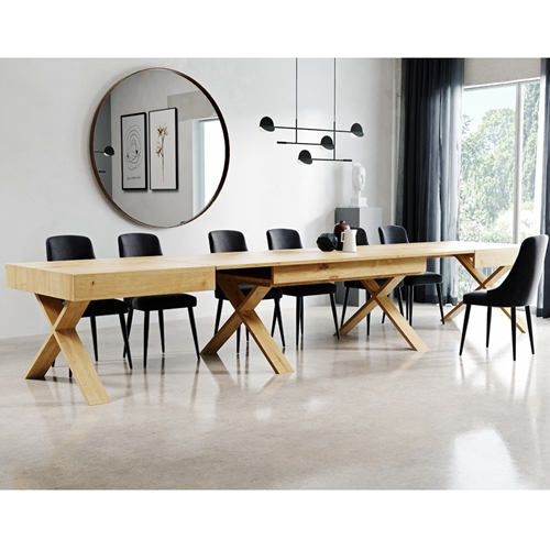 שולחן אוכל אירופאי מלבני עם רגלי איקס נפתח ל-3.5מ'