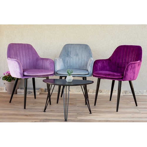 כיסא מפואר לפינת אוכל מרופד קטיפה דגם לונדון