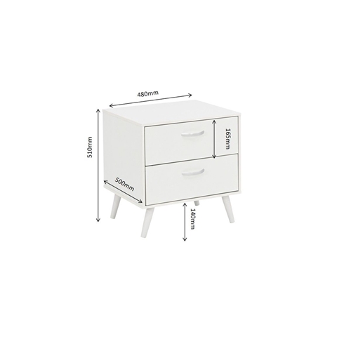 שידת לילה עם 2 מגירות בגוון לבן מיקי Tudo Design