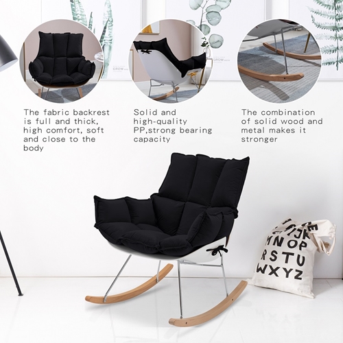 כיסא נדנדה נוח ומפנק דגם בוניטה צבע שחור  MYDESIGN