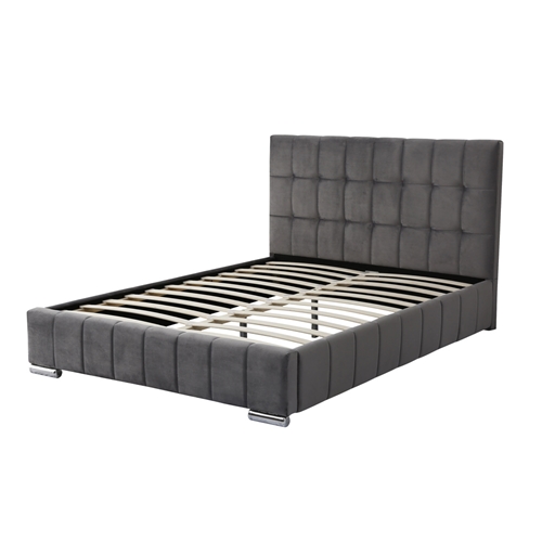 מיטה זוגית 160x200 מעוצבת ומרופדת בד קטיפתי