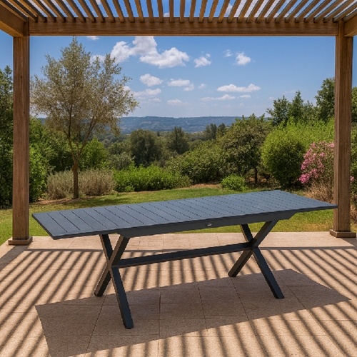 שולחן מאלומיניום אמסטרדם אפור מתארך ל 2.43 מטר