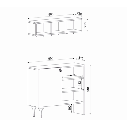 שידה מעוצבת רב תכליתית עם כוורת דגם לוויטה DE7458