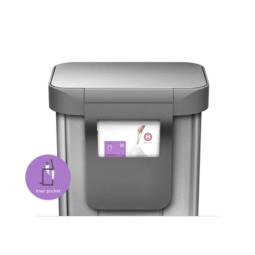 פח דוושה רחבה מלבני מאט 45 ליטר SIMPLEHUMAN