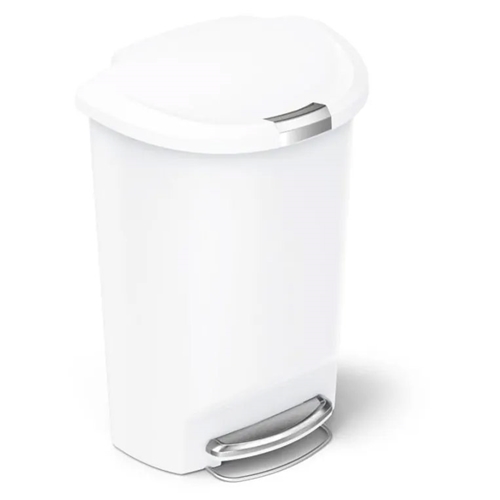 פח פלסטיק דוושה חצי עגול לבן 50 ליטר Simplehuman