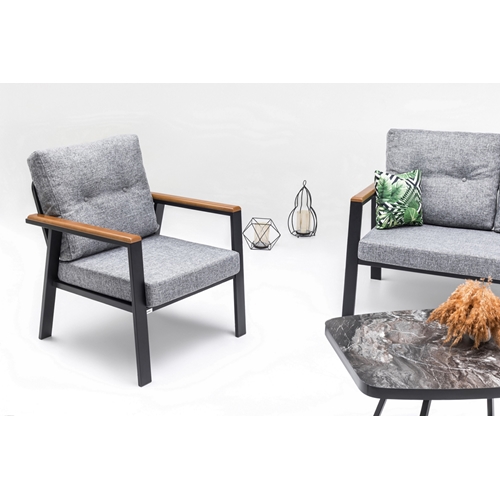 מערכת ישיבה 3 חלקים לגינה/מרפסת שחר LEONARDO