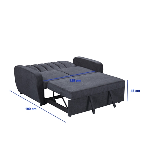 ספה דו מושבית מבד נפתחת למיטה רחבה דגם סליפ