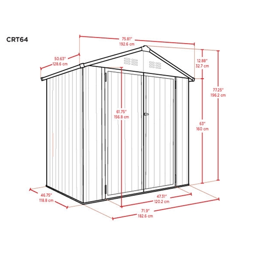 מחסן מתכת דגם Garden Top 1.93X1.29 CR64