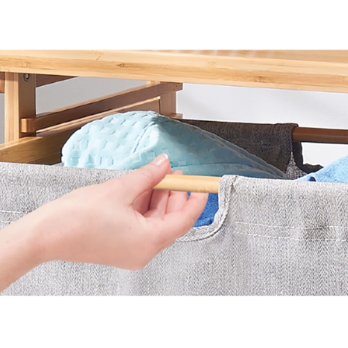 סל כביסה כולל מדפי צד מבמבוק דגם A14 מבית H.KLIEN