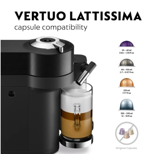 מכונת קפה GDV5-IL-BK-NE ורטו לאטיסימה NESPRESSO