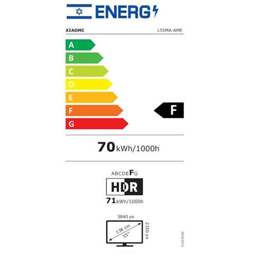 טלוויזיה חכמה "55 4K UHD דגם Xiaomi L55MA-AME