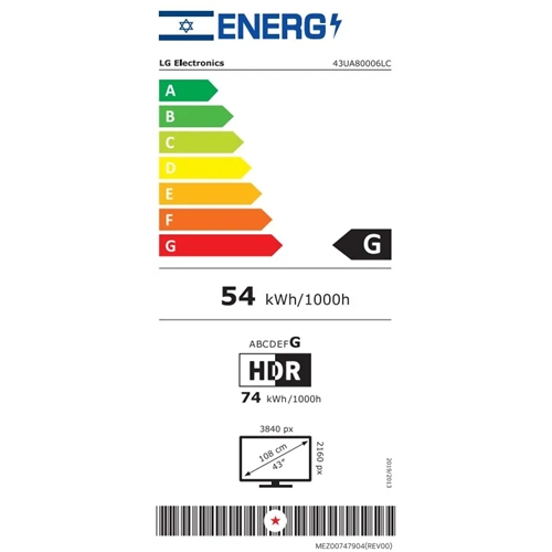 טלוויזיה "43 SMART TV UHD דגם LG 43UA80006LC