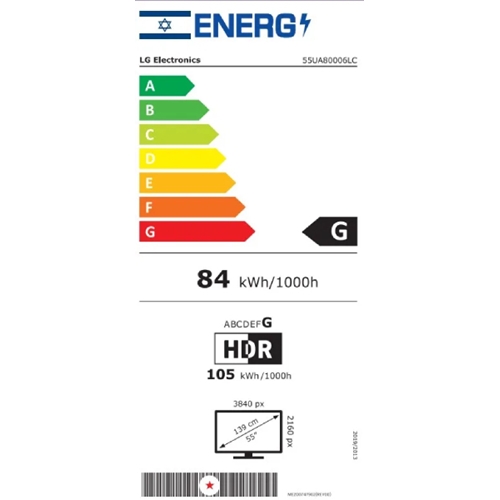 טלוויזיה "55 SMART TV UHD דגם LG 55UA80006LC