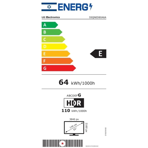 טלוויזיה "55 webOS QNED 4K דגם LG 55QNED80A6A