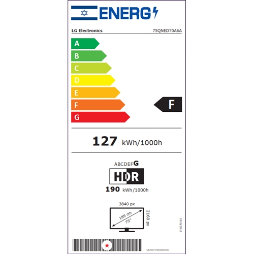 טלוויזיה חכמה "75 4K QNED AI דגם LG 75QNED70A6A