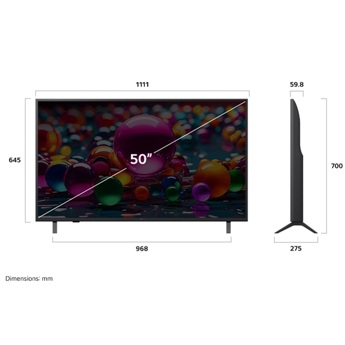 טלוויזיה חכמה "50 4K UHD AI דגם LG 50UA85006LA