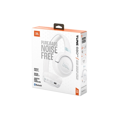 אוזניות אלחוטיות + מסנן רעשים JBL TUNE 680BTN לבן