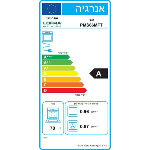תנור משולב כיריים 60 ס"מ LOFRA PMS66MFT/CI