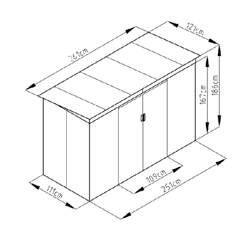 מחסן מתכת סקיילייט Garden Top SkyB 2.61X1.2