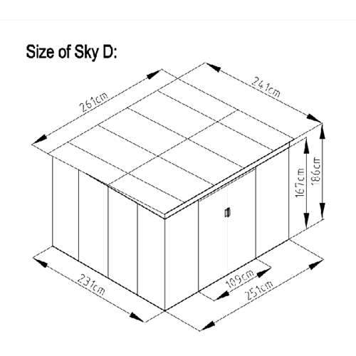 מחסן מתכת סקיילייט Garden Top SkyD 2.61X2.41
